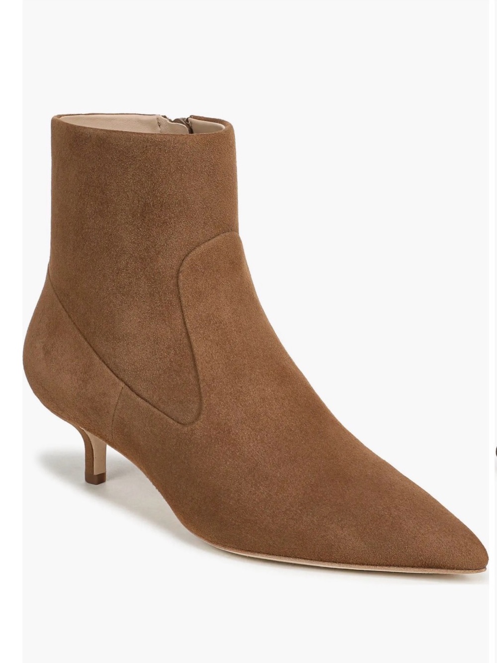 Veronica Beard Pointed-Toe Suede Ankle Boot in Brown